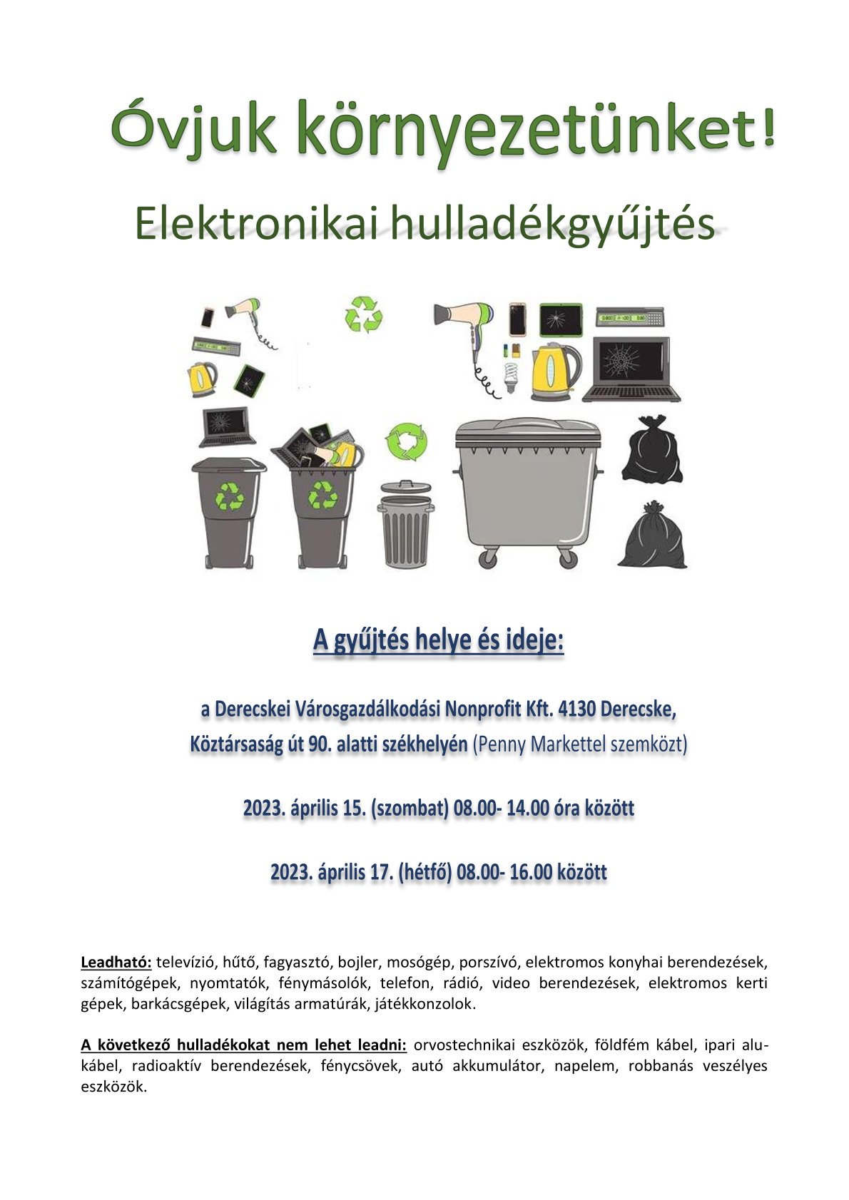 Elektronikai hulladékgyűjtés Derecskén - 2023.